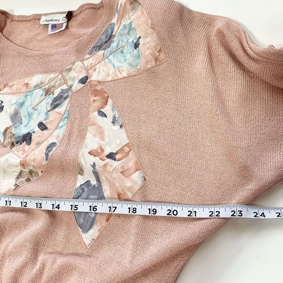 Vintage Anthony Sicari Knit Sweater Sz 10 Bow Embroidered 3/4 Sleeve Top Blouse - Picture 9 of 10